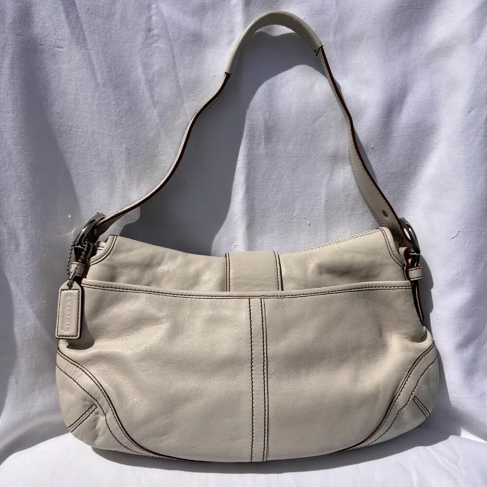 Vintage Coach Soho Ivory Off White Large Shoulder Bag Style 9248 - Picture 15 of 16